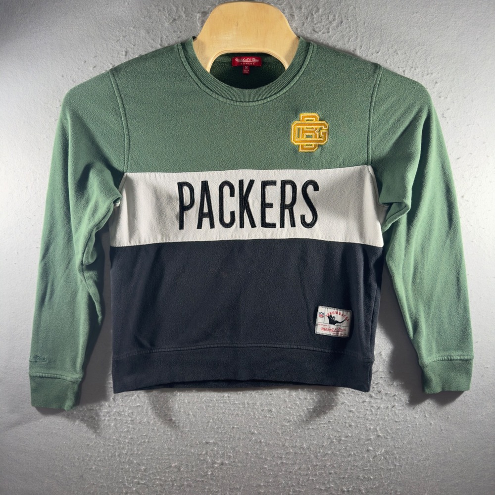 2079 | Mitchell & Ness Green Bay Packers Women M Throwback Colorblock Sweatshirt